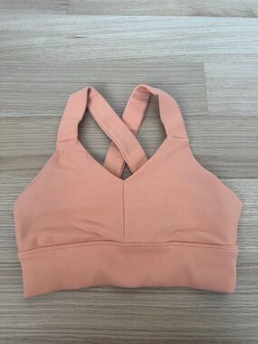 ALO Yoga Ribbed Cross-Back Bralette in Peachy Coral
